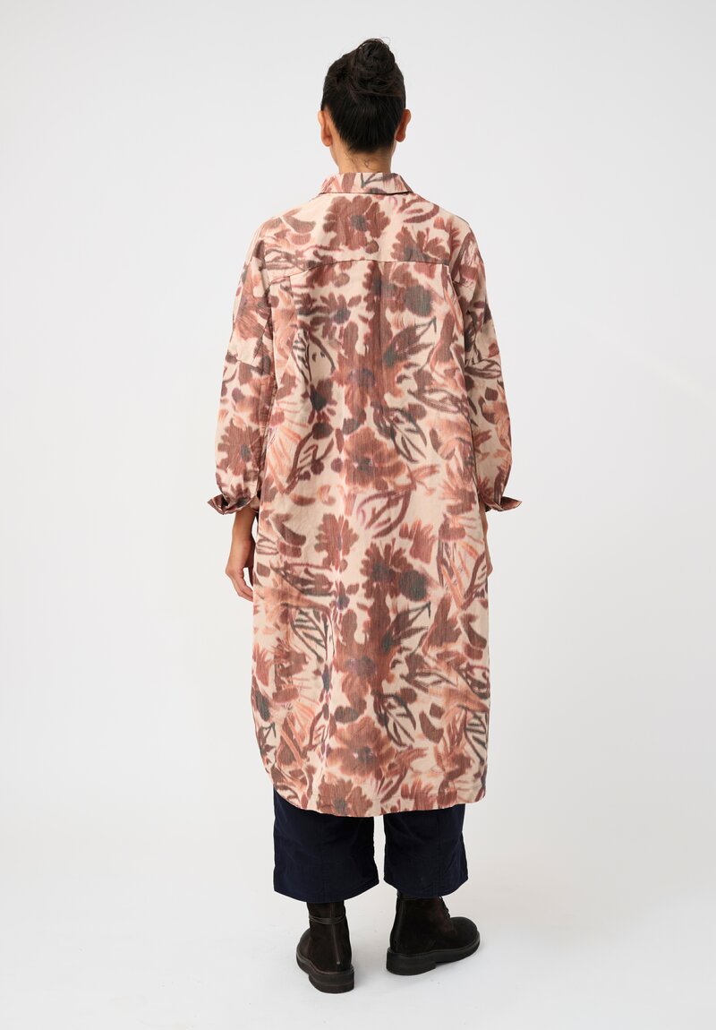Casey Casey Linen Ikat Dyed Yupi Tunic in Blush & Rosewood Pink Botanics