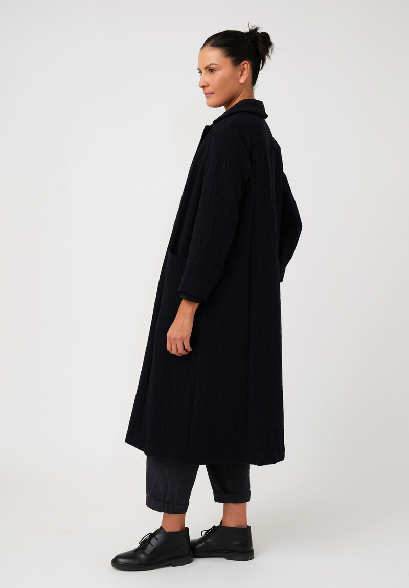 Casey Casey Bubble Crepe Cashmere Moped Dress Coat in Black