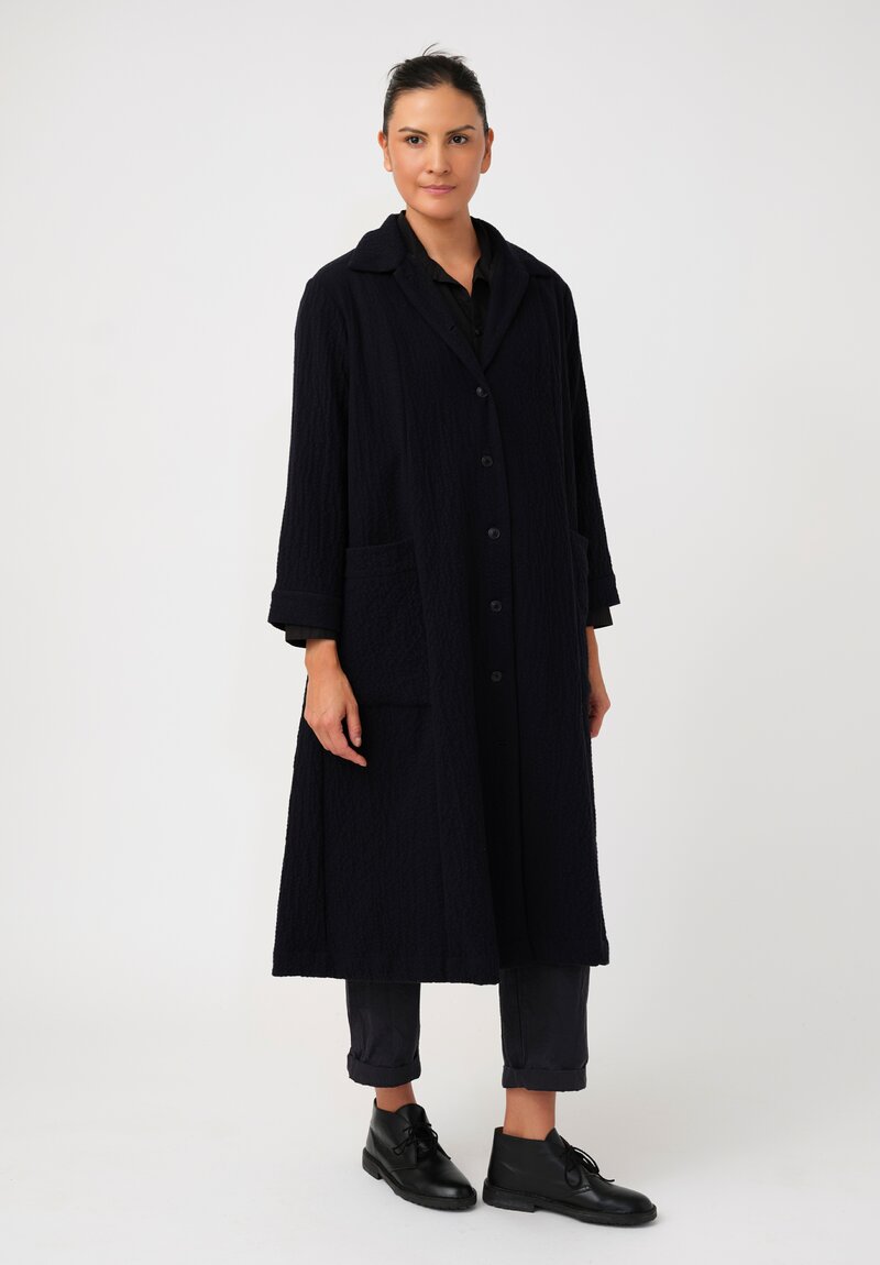 Casey Casey Bubble Crepe Cashmere Moped Dress Coat in Black