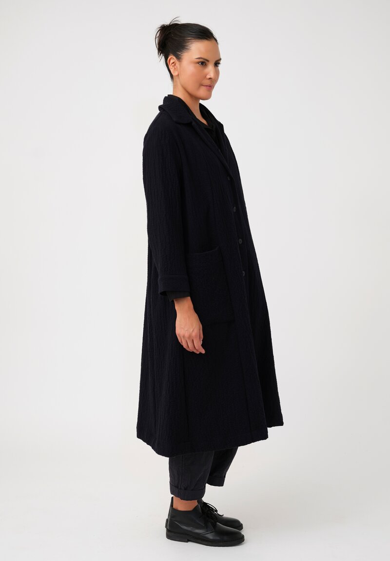 Casey Casey Bubble Crepe Cashmere Moped Dress Coat in Black