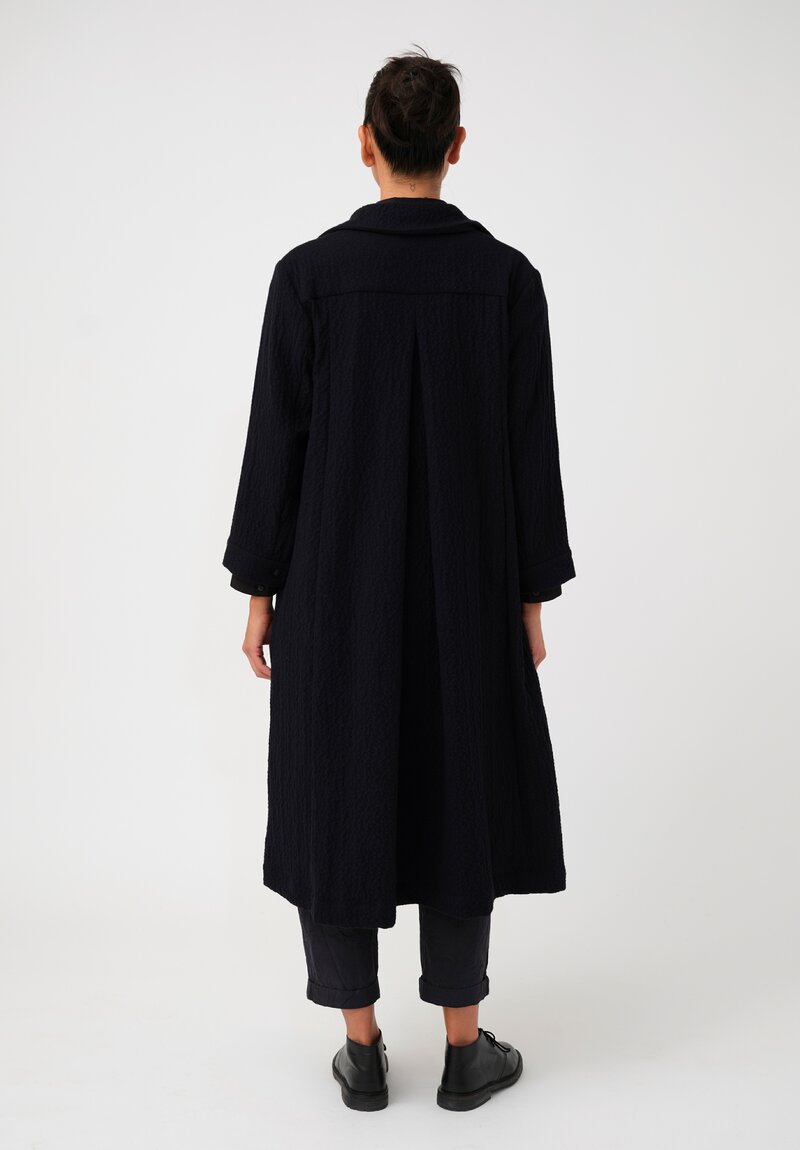 Casey Casey Bubble Crepe Cashmere Moped Dress Coat in Black
