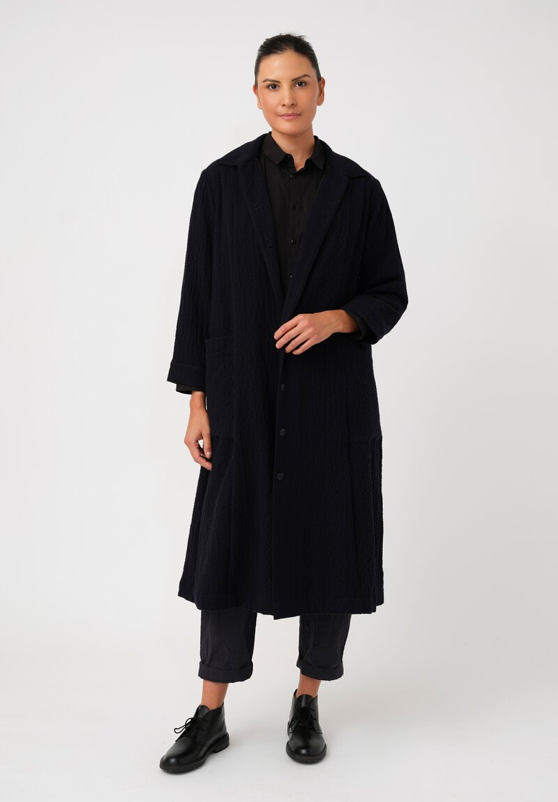 Casey Casey Bubble Crepe Cashmere Moped Dress Coat in Black