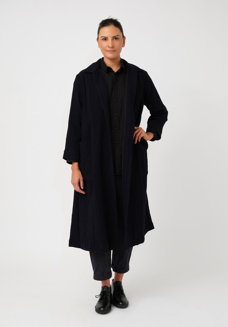 Casey Casey Bubble Crepe Cashmere Moped Dress Coat in Black