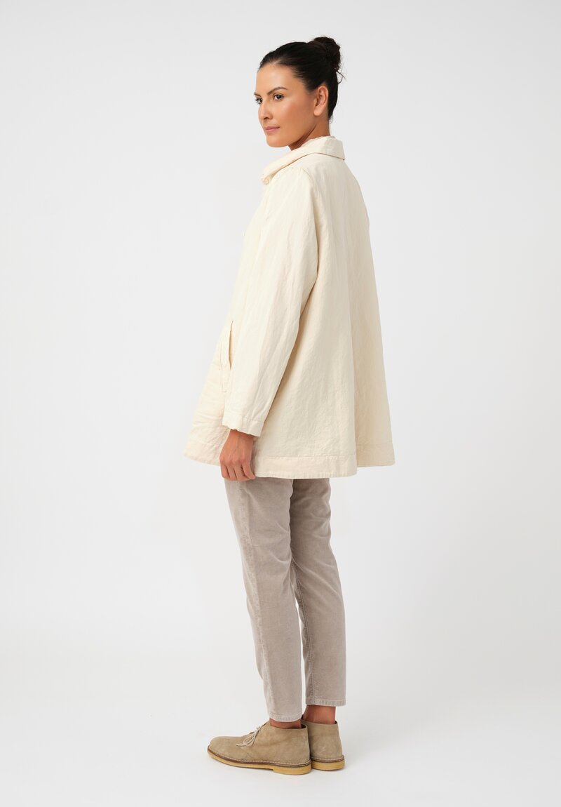 Casey Casey Cotton & Linen Sateen Soleil Button-Down Jacket in Natural Cream