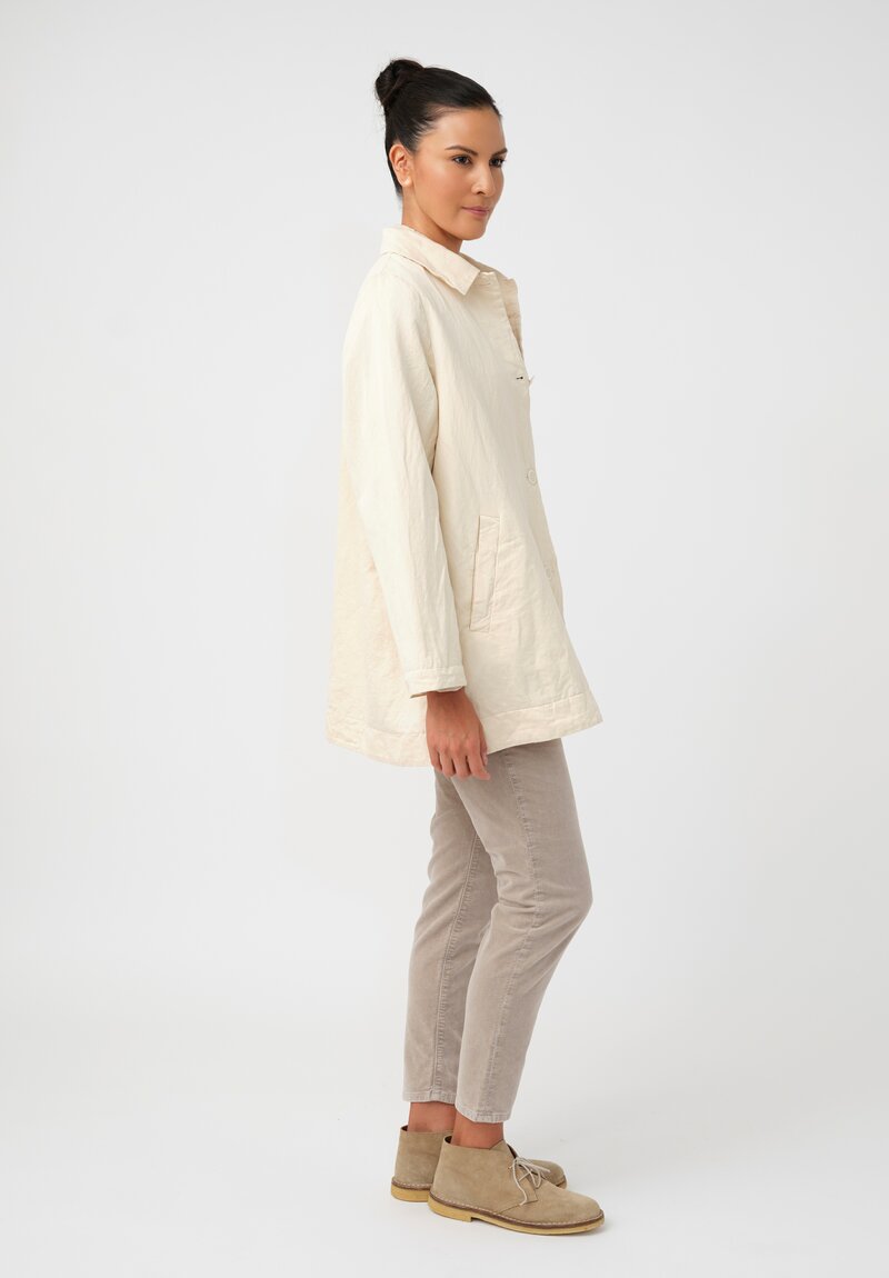 Casey Casey Cotton & Linen Sateen Soleil Button-Down Jacket in Natural Cream