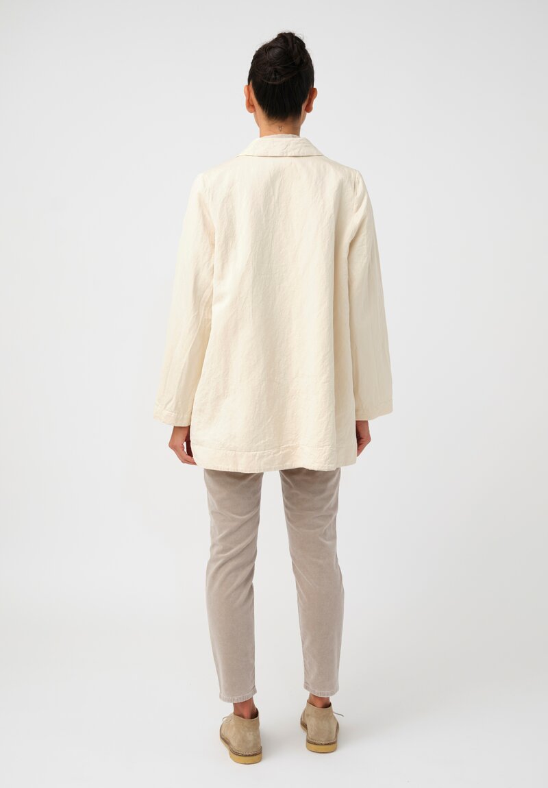 Casey Casey Cotton & Linen Sateen Soleil Button-Down Jacket in Natural Cream