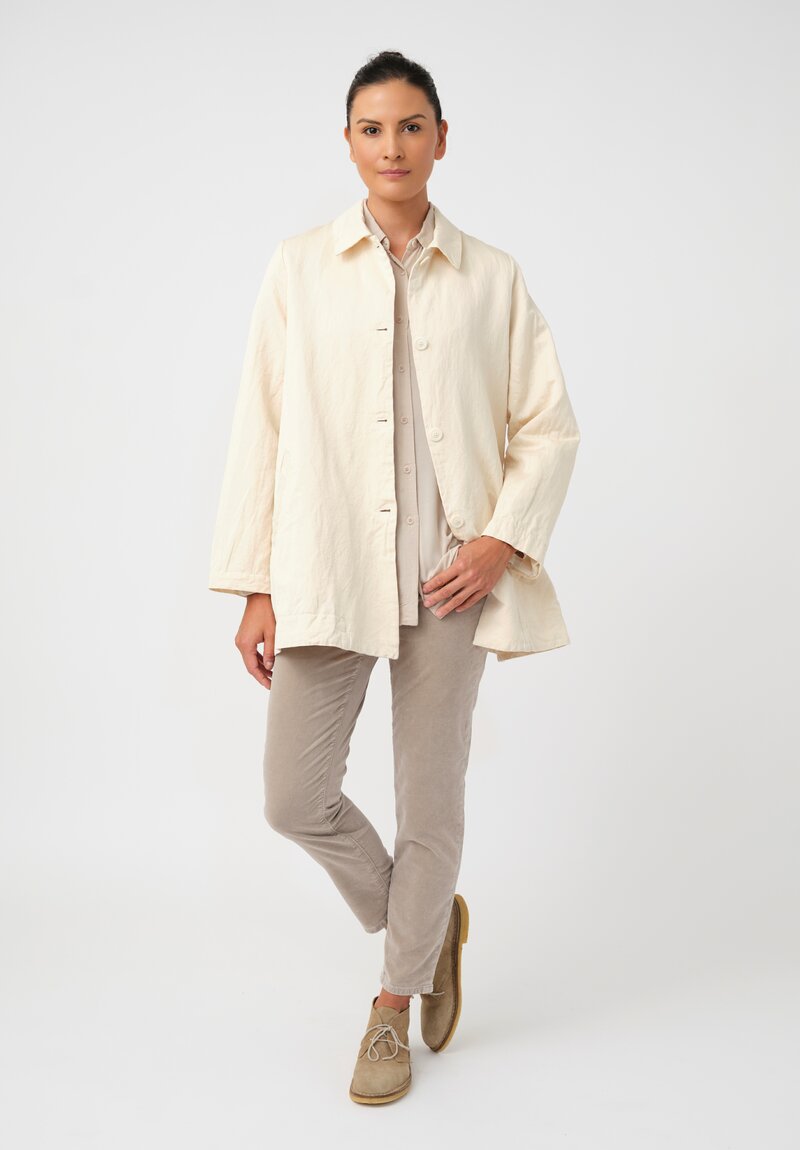 Casey Casey Cotton & Linen Sateen Soleil Button-Down Jacket in Natural Cream