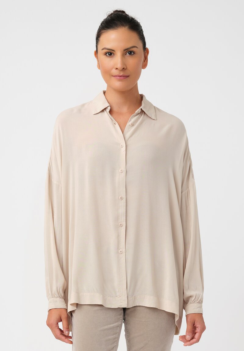 Casey Casey Tissue Squarbi Button-Down Top in Natural Beige