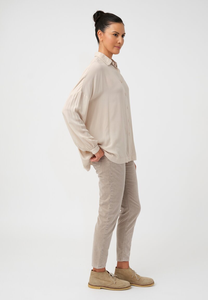 Casey Casey Tissue Squarbi Button-Down Top in Natural Beige