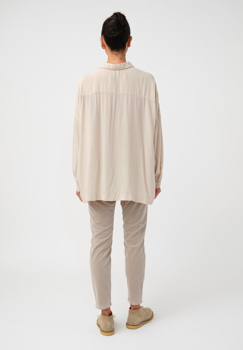 Casey Casey Tissue Squarbi Button-Down Top in Natural Beige