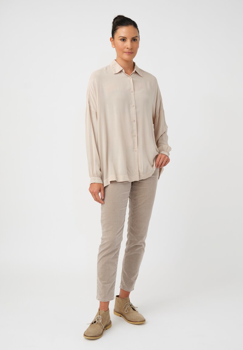 Casey Casey Tissue Squarbi Button-Down Top in Natural Beige