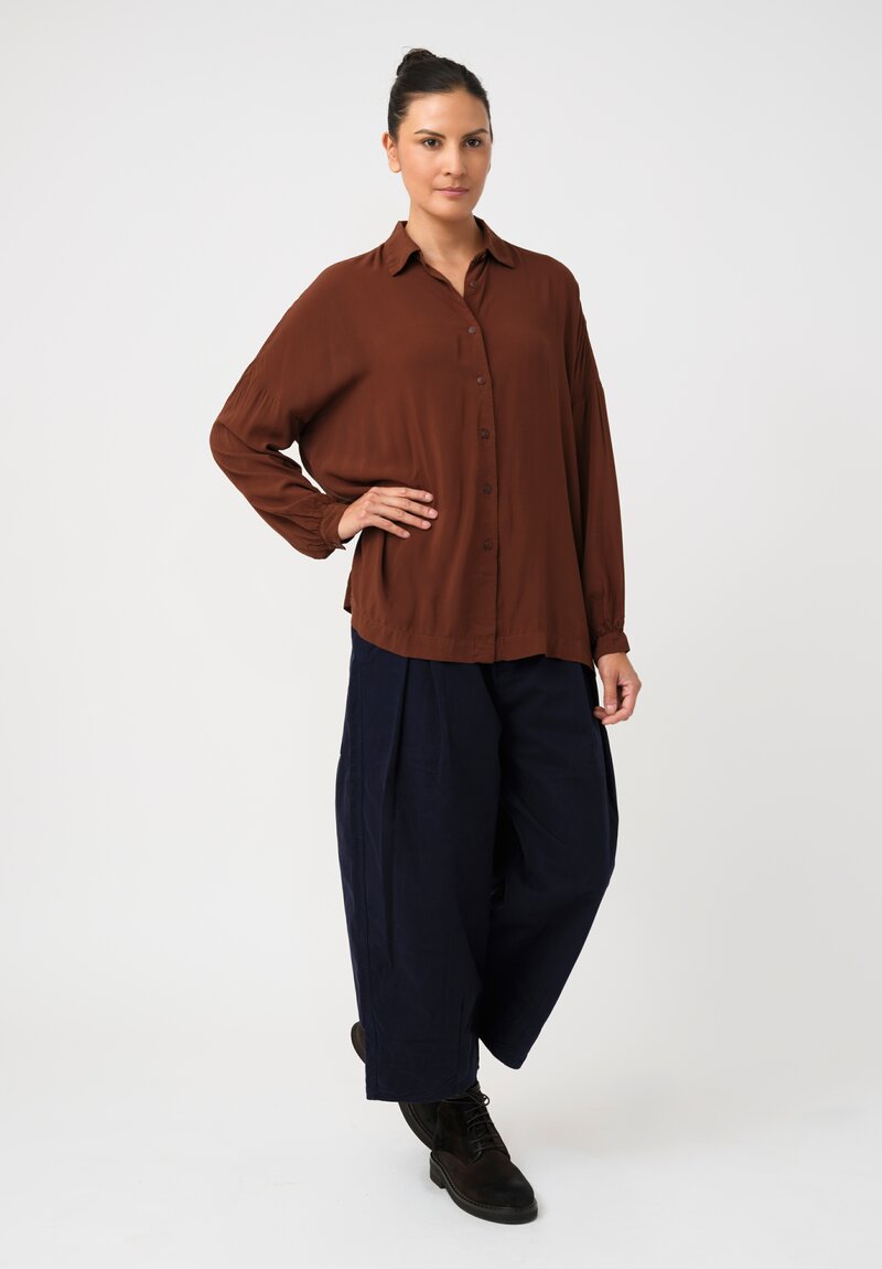 Casey Casey Tissue Squarbi Button-Down Top in Cinnamon Brown