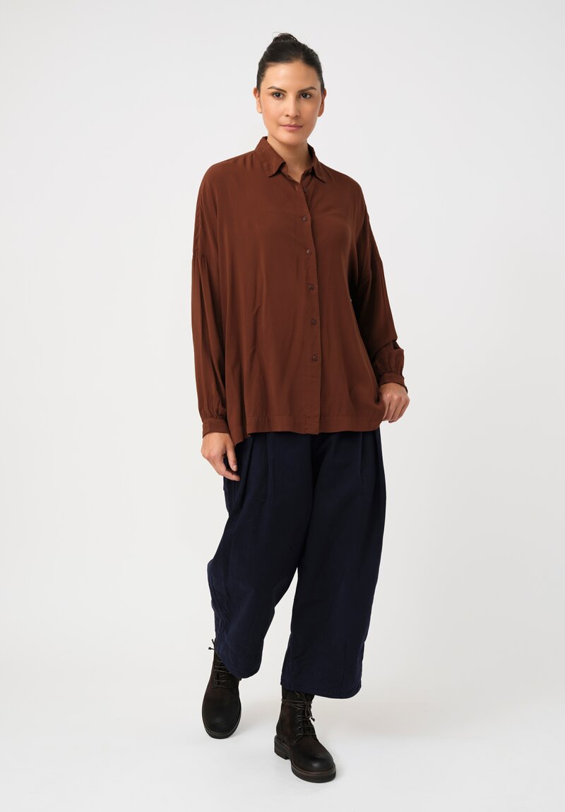 Casey Casey Tissue Squarbi Button-Down Top in Cinnamon Brown