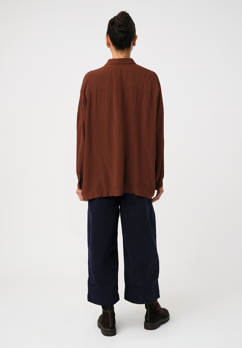 Casey Casey Tissue Squarbi Button-Down Top in Cinnamon Brown