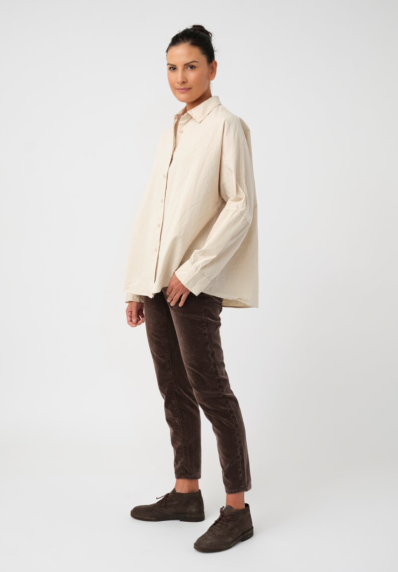 Casey Casey Washed Paper Cotton Waga Button-Down Shirt in Natural Cream