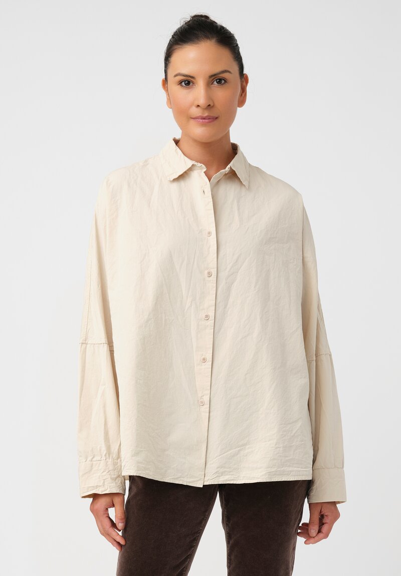 Casey Casey Washed Paper Cotton Waga Button-Down Shirt in Natural Cream