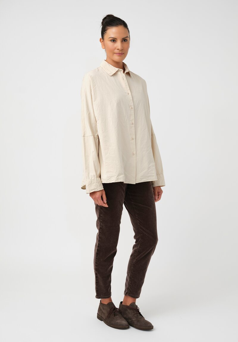 Casey Casey Washed Paper Cotton Waga Button-Down Shirt in Natural Cream