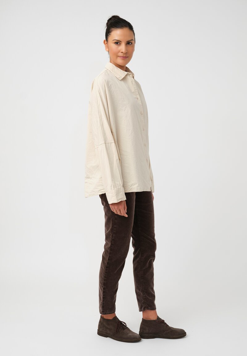 Casey Casey Washed Paper Cotton Waga Button-Down Shirt in Natural Cream