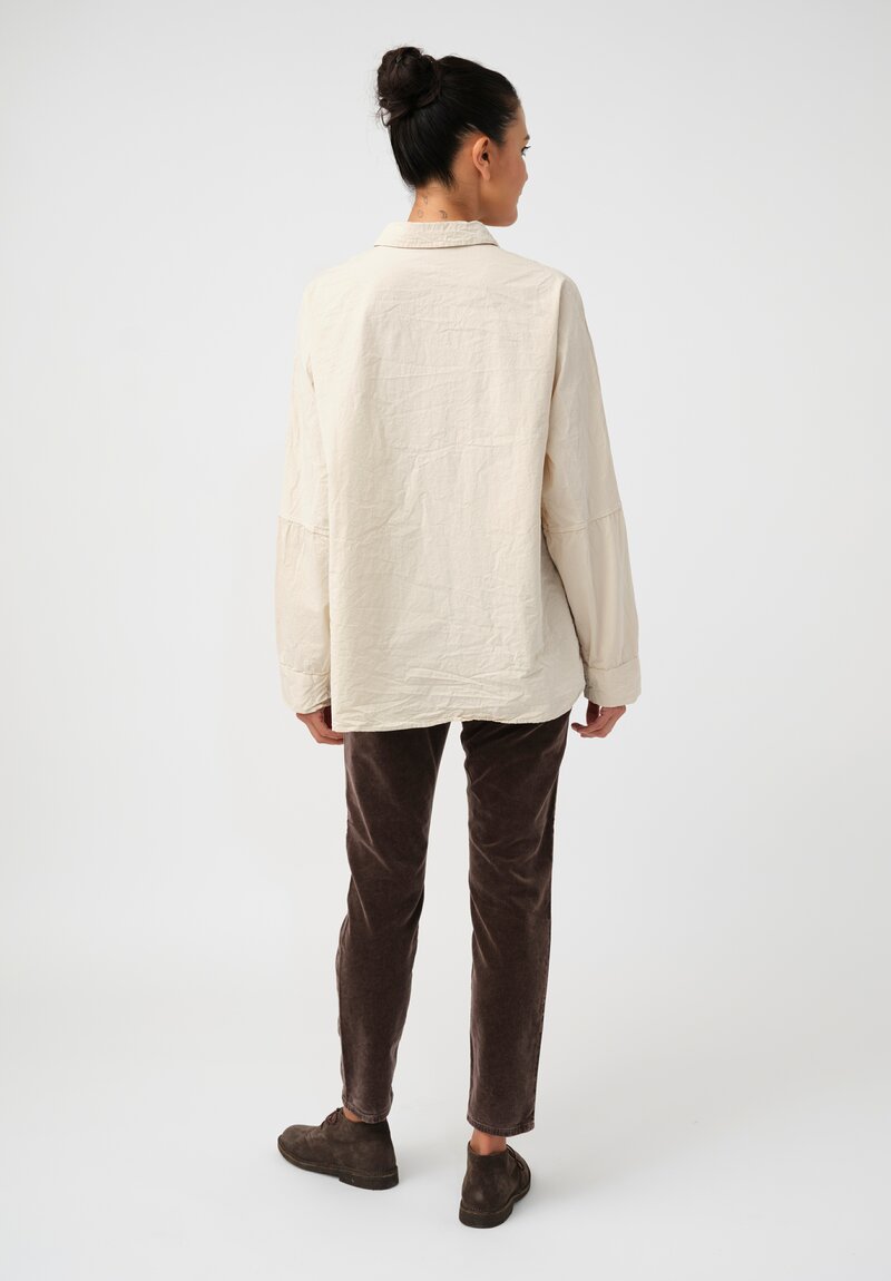 Casey Casey Washed Paper Cotton Waga Button-Down Shirt in Natural Cream