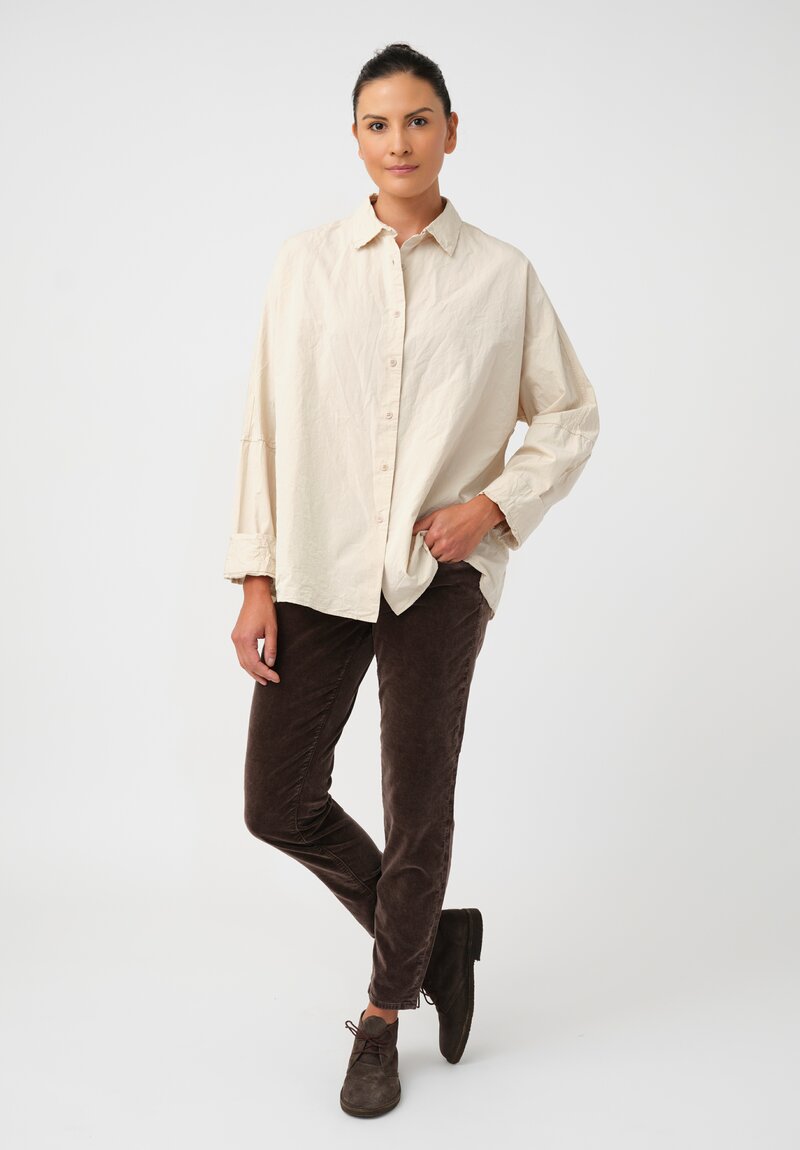 Casey Casey Washed Paper Cotton Waga Button-Down Shirt in Natural Cream