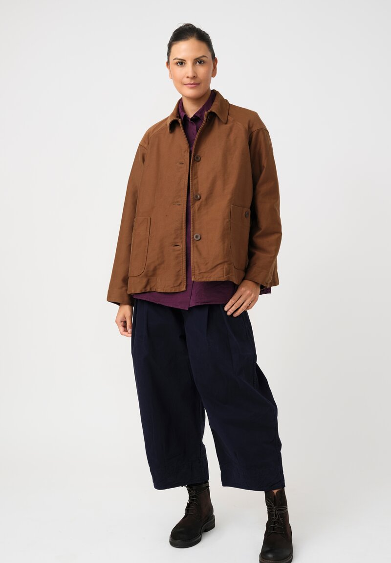 Casey Casey Washed Paper Cotton Waga Button-Down Shirt in Blackberry Purple