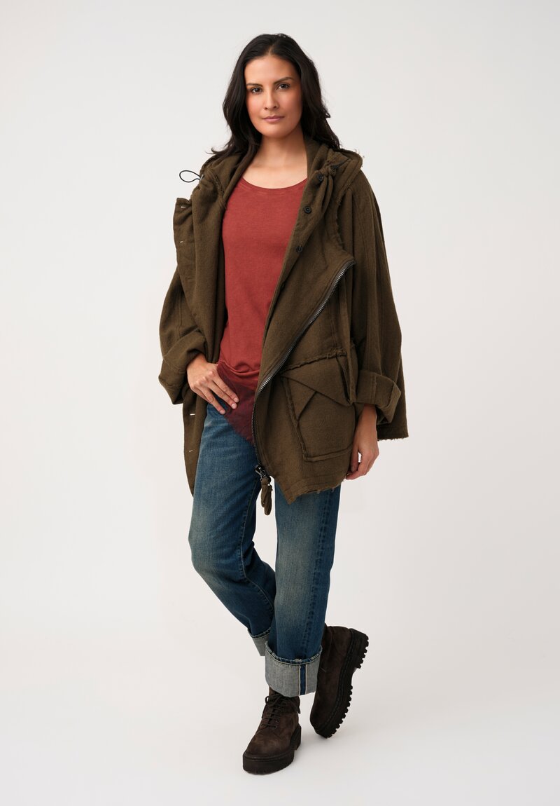 Rundholz DIP Layered Double Cowl Neck Anorak Coat