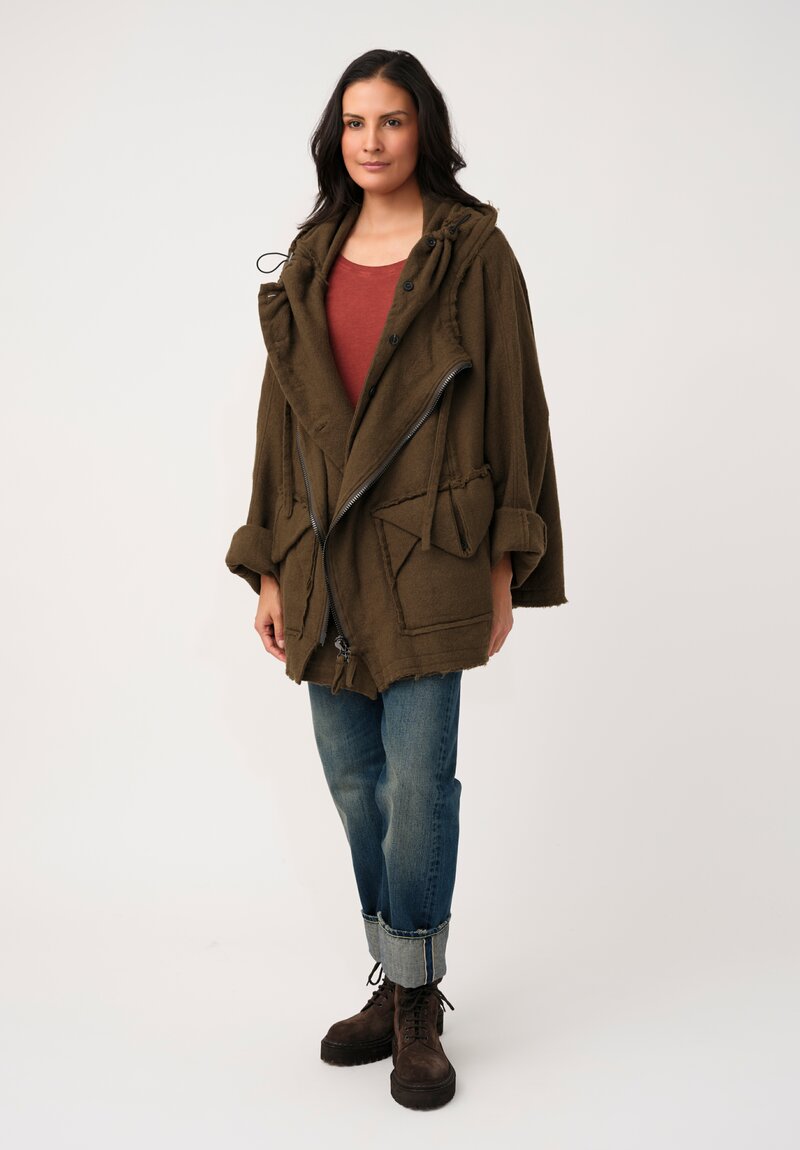 Rundholz DIP Layered Double Cowl Neck Anorak Coat