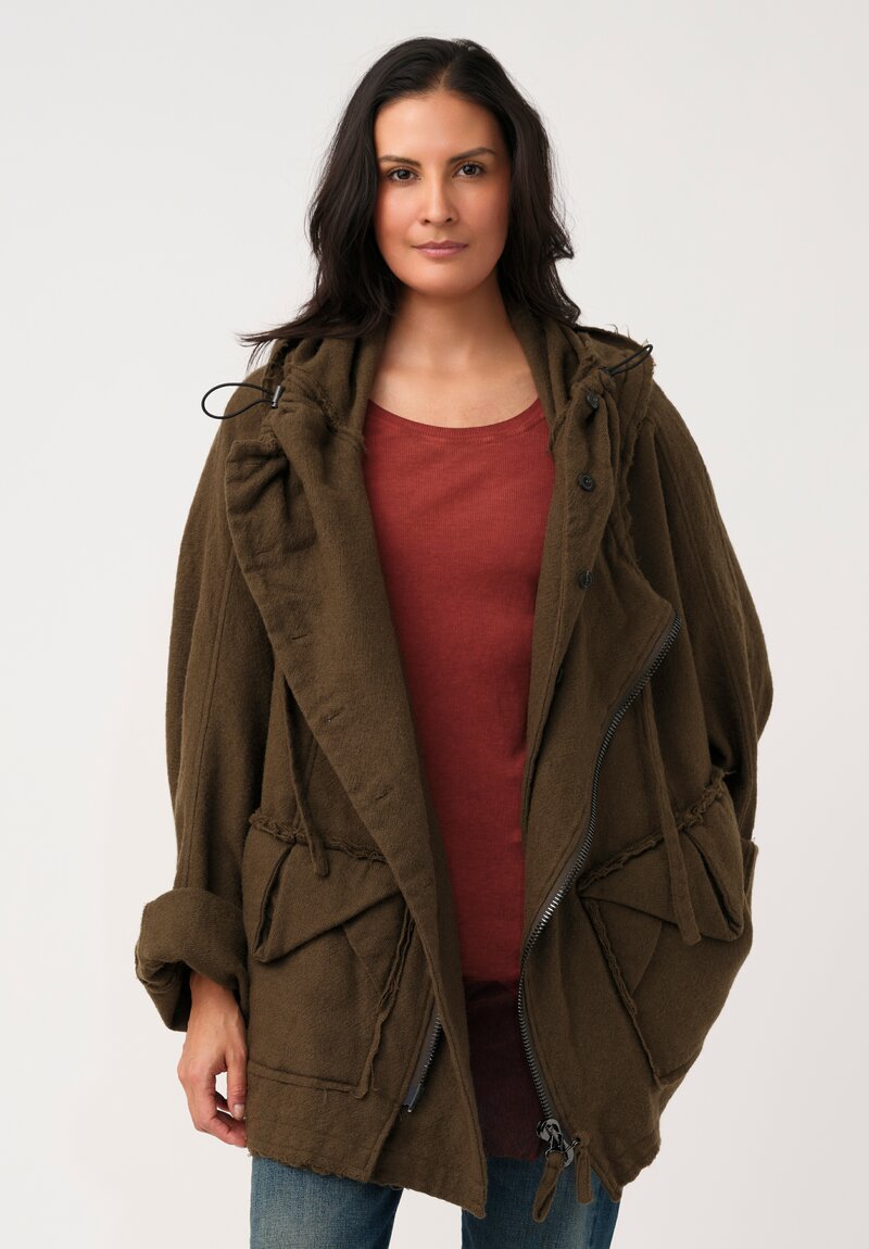 Rundholz DIP Layered Double Cowl Neck Anorak Coat