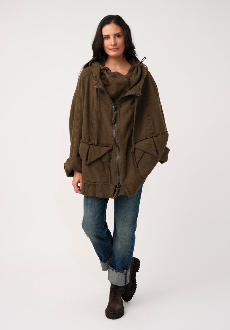 Rundholz DIP Layered Double Cowl Neck Anorak Coat