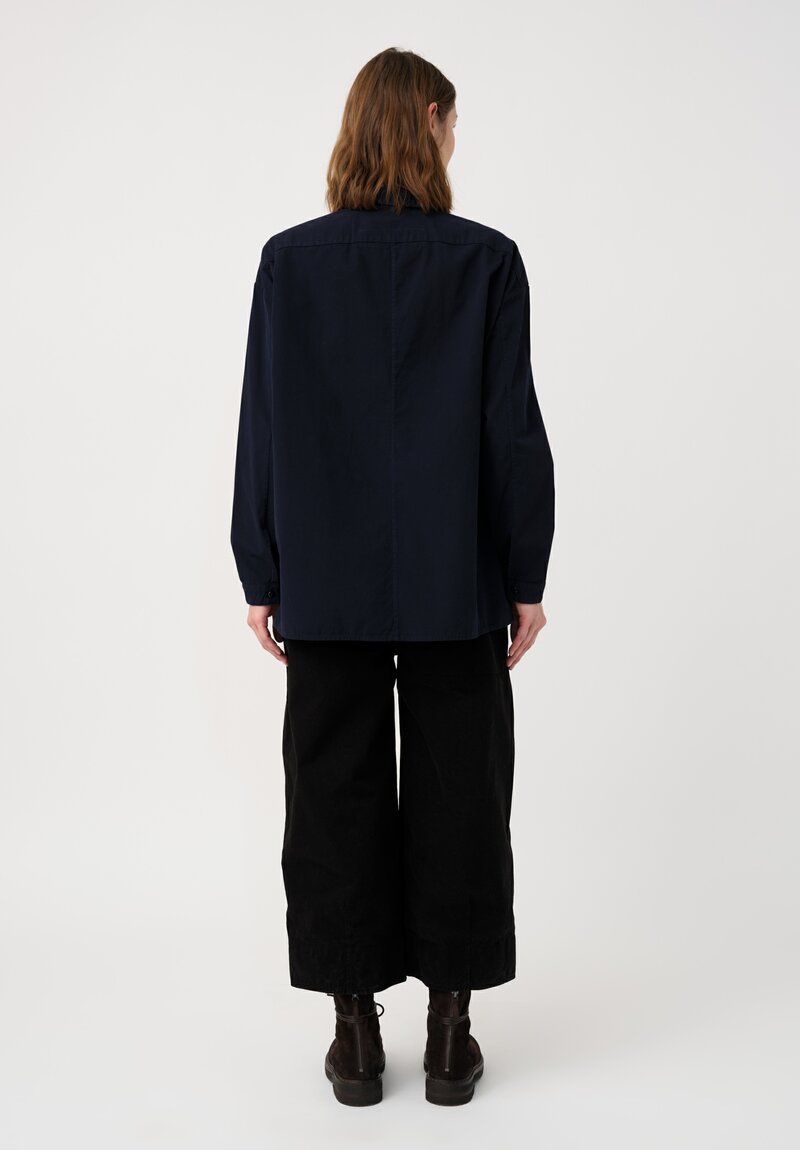 Toogood Fine Cotton Canvas Draughtsman Shirt in Inky Blue