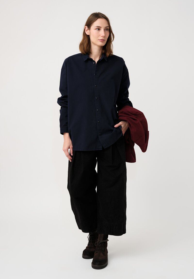 Toogood Fine Cotton Canvas Draughtsman Shirt in Inky Blue