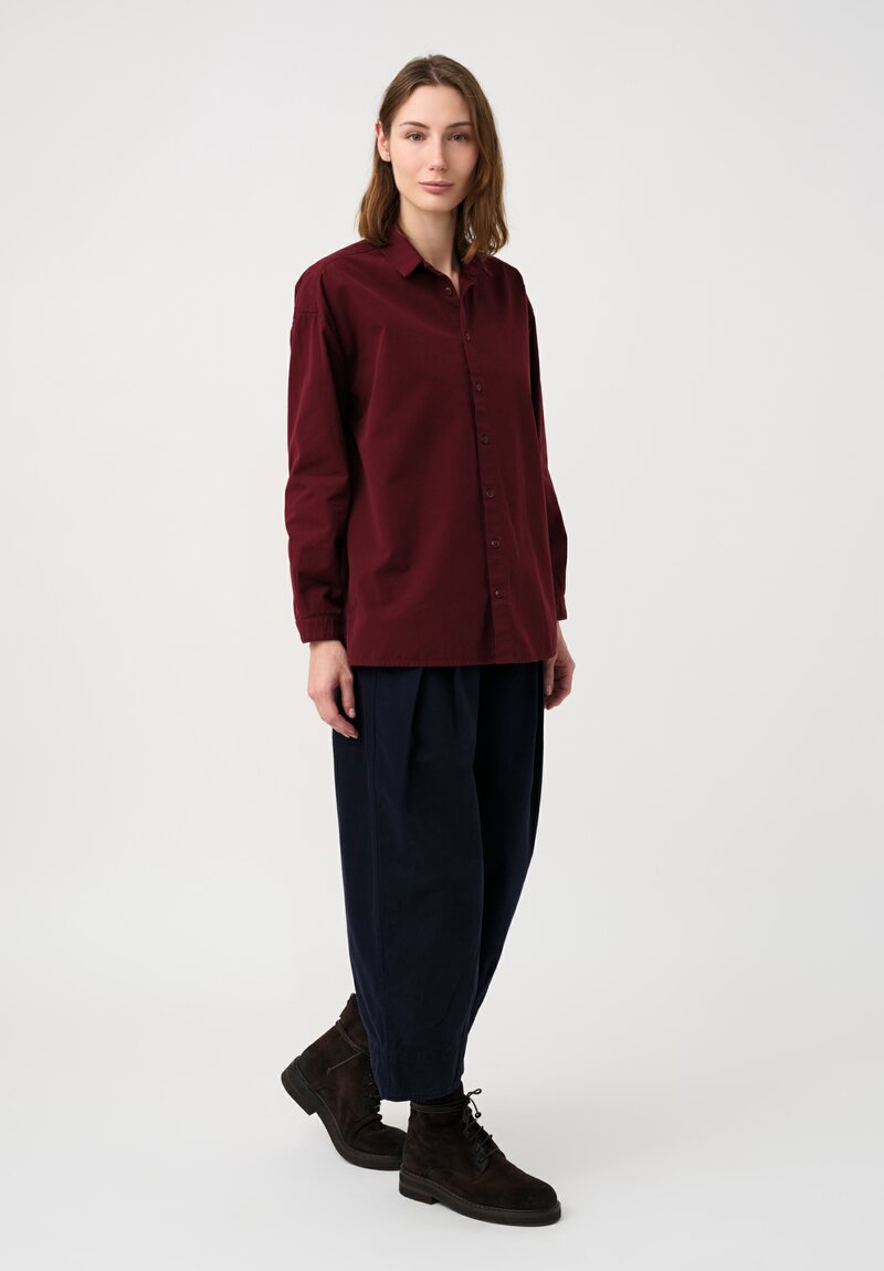 Toogood Fine Cotton Canvas Draughtsman Shirt in Port Wine Red