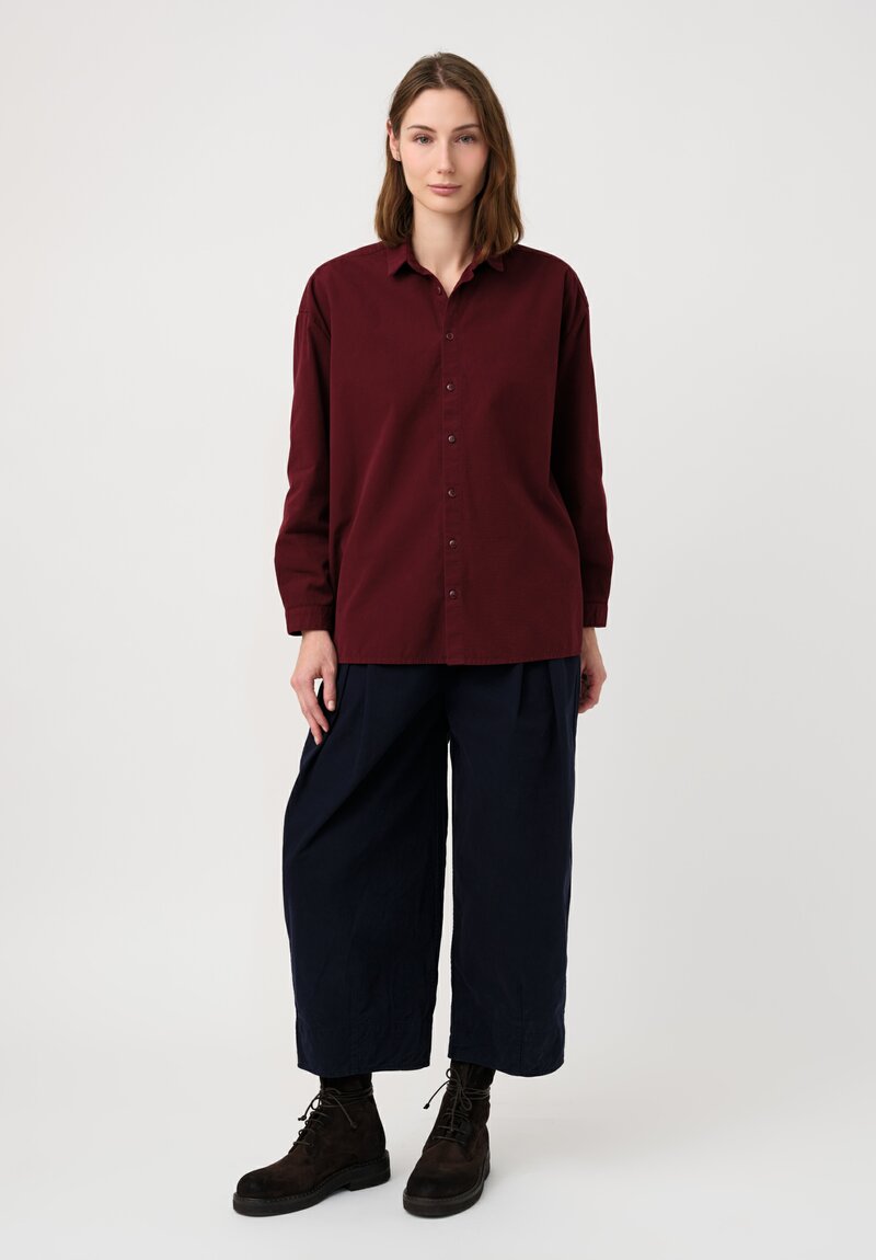 Toogood Fine Cotton Canvas Draughtsman Shirt in Port Wine Red