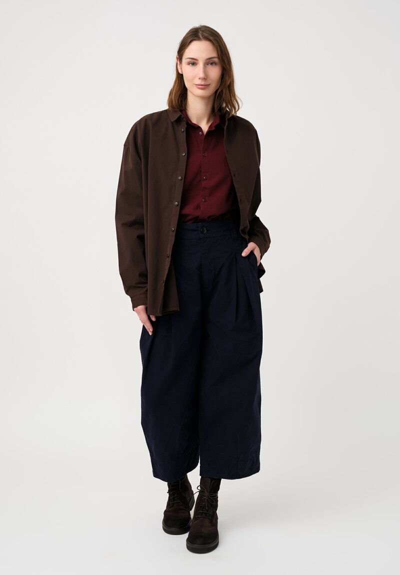 Toogood Fine Cotton Canvas Draughtsman Shirt in Port Wine Red