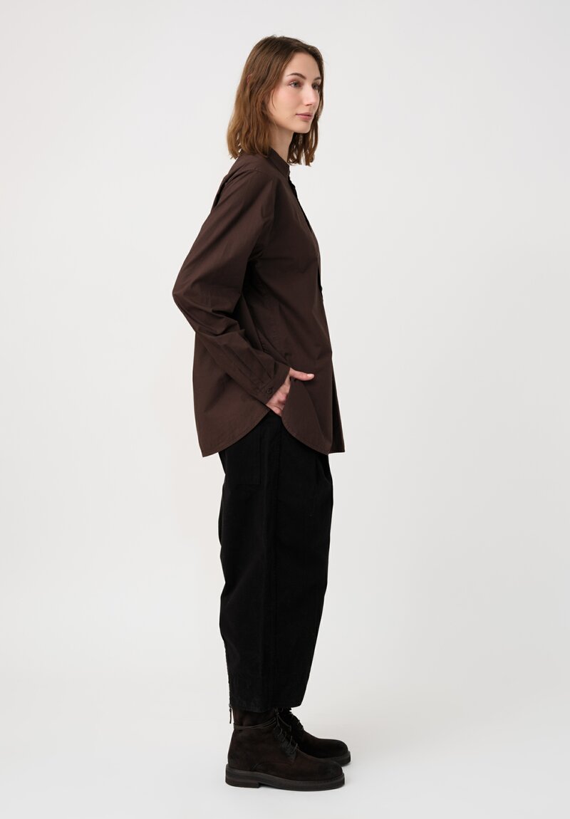 Toogood Organic Cotton Work Twill Etcher Wide Leg Cropped Pants in Flint Black