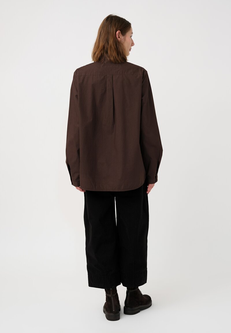 Toogood Organic Cotton Work Twill Etcher Wide Leg Cropped Pants in Flint Black