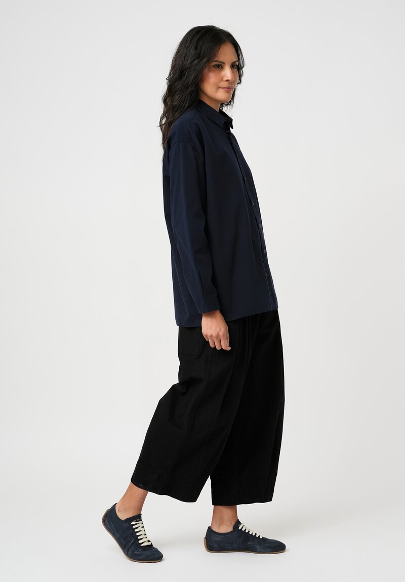 Toogood Organic Cotton Twill 'The Etcher' Barrel Pants in Flint Black