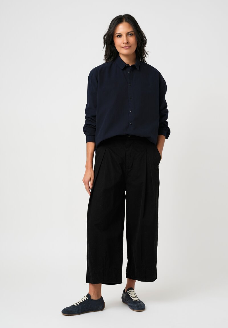 Toogood Organic Cotton Twill 'The Etcher' Barrel Pants in Flint Black