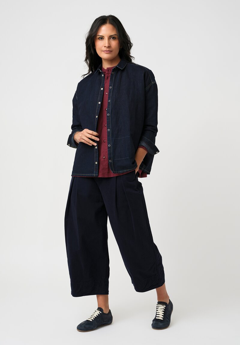 Toogood Organic Cotton Twill 'The Etcher' Barrel Pants in Ink Blue