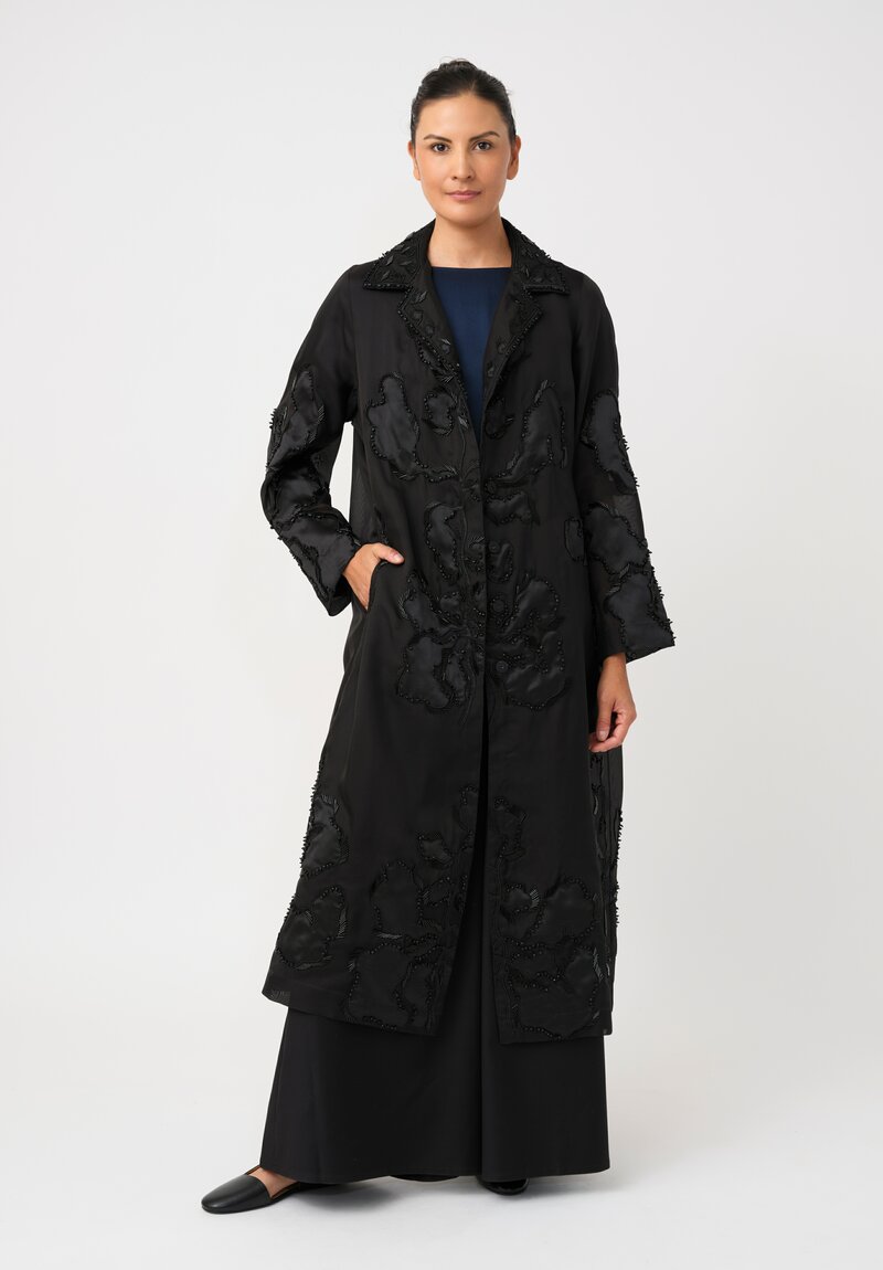 Biyan Silk Organza Beaded Heliana Coat