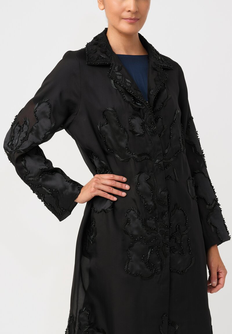 Biyan Silk Organza Beaded Heliana Coat