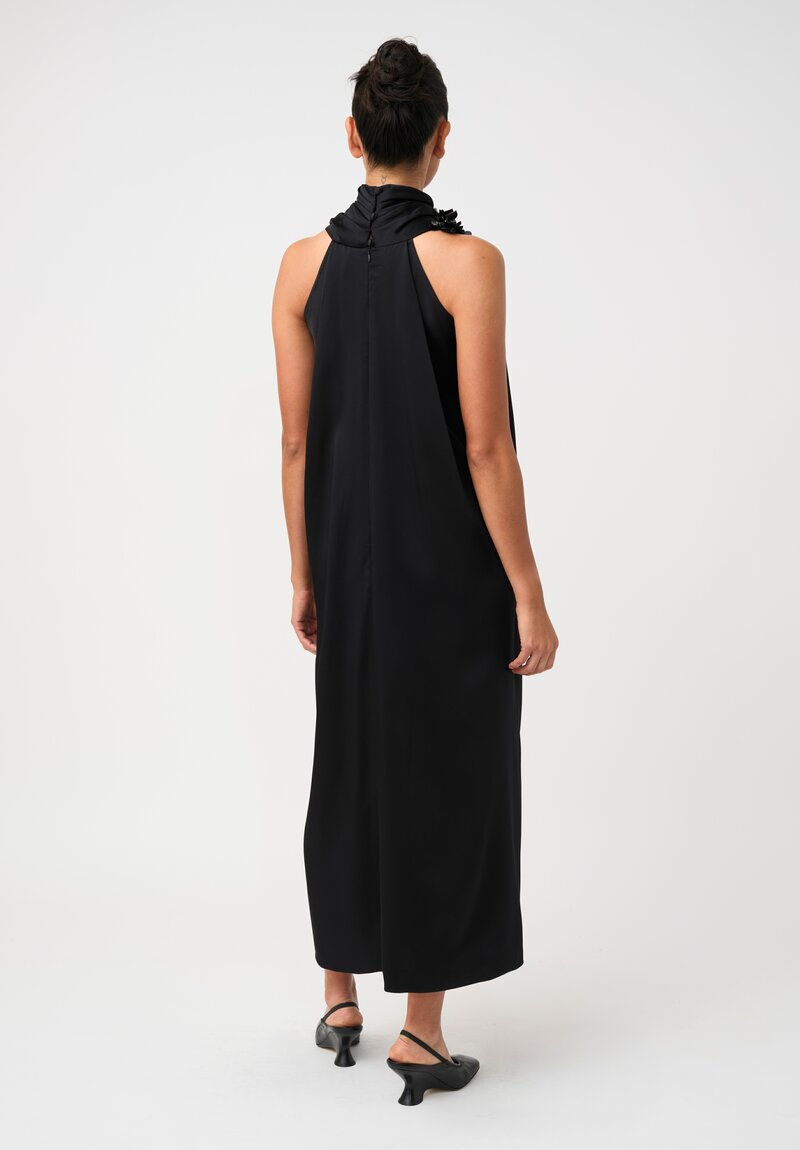 Biyan Draped Satin Sequin & Bead Embellished Illy Halter Dress