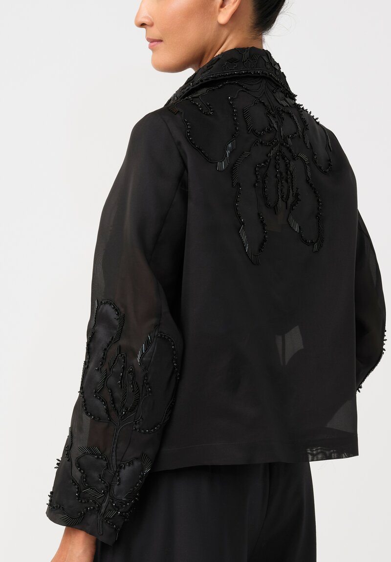 Biyan Silk Organza Beaded Orchid Camiela Blazer