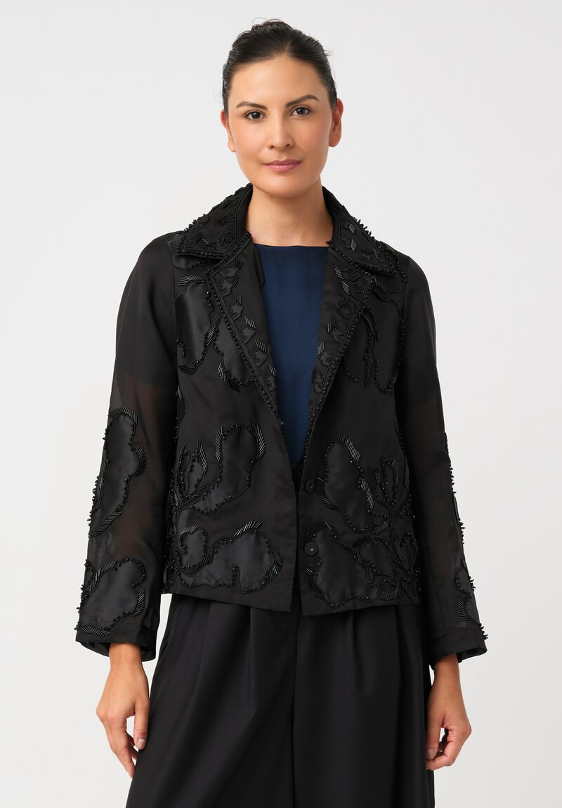 Biyan Silk Organza Beaded Orchid Camiela Blazer