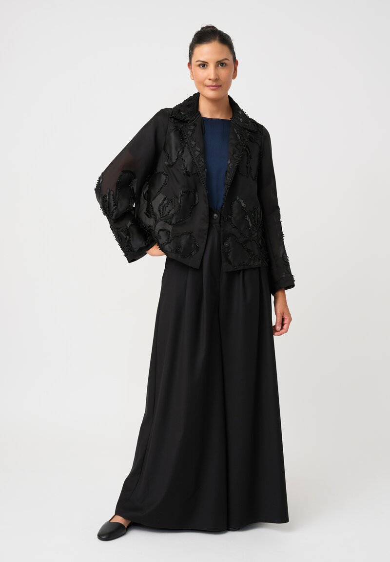 Biyan Silk Organza Beaded Orchid Camiela Blazer