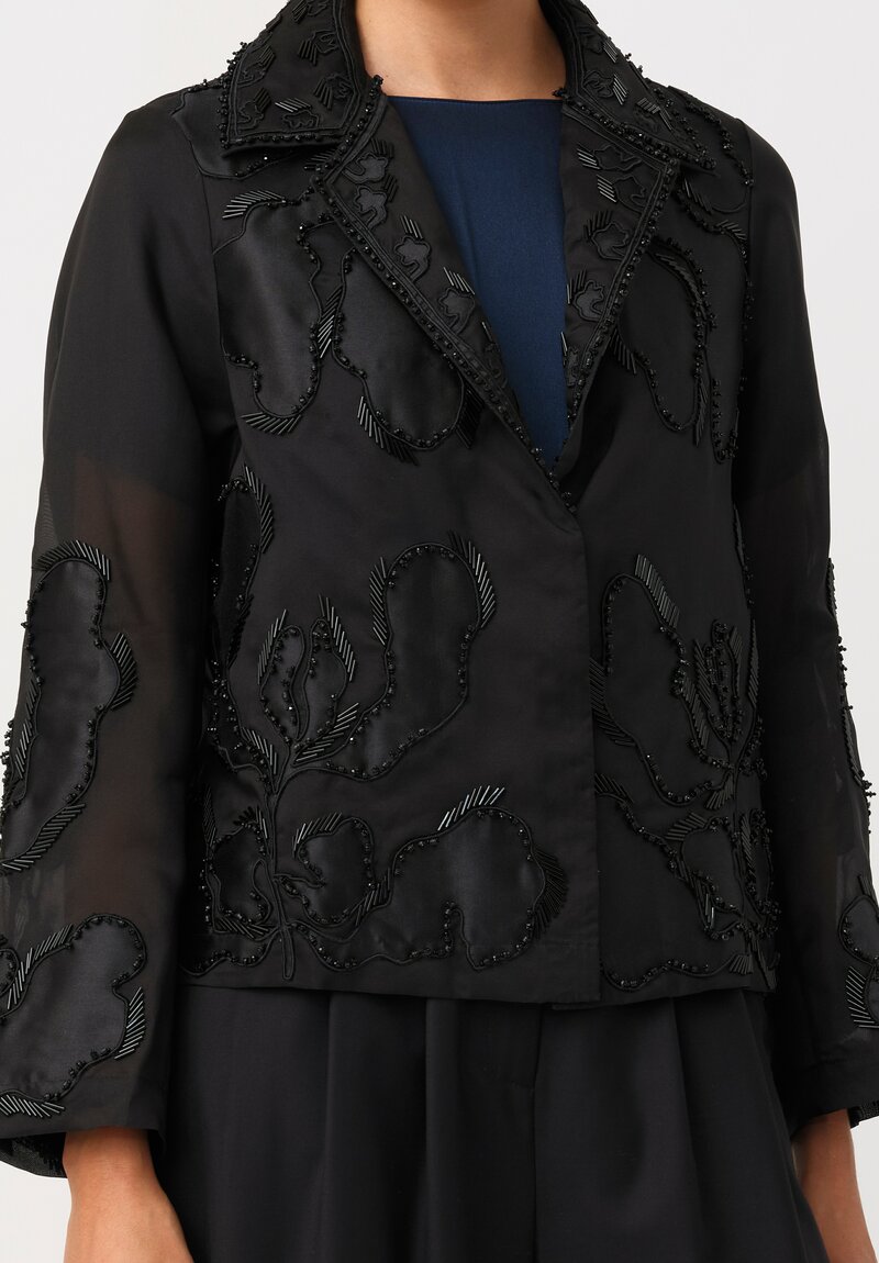 Biyan Silk Organza Beaded Orchid Camiela Blazer