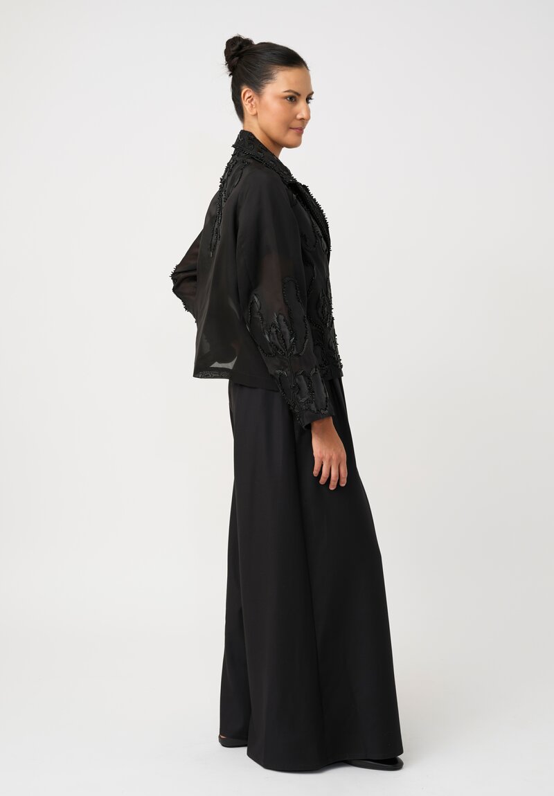 Biyan Silk Organza Beaded Orchid Camiela Blazer
