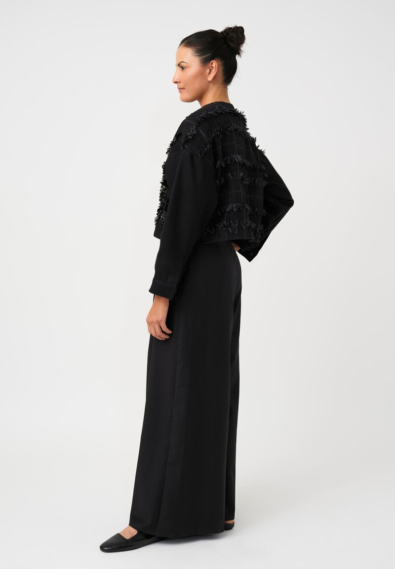 Biyan Cotton Tweed & Felted Confetti Cadea Jacket with Beaded Embellishment