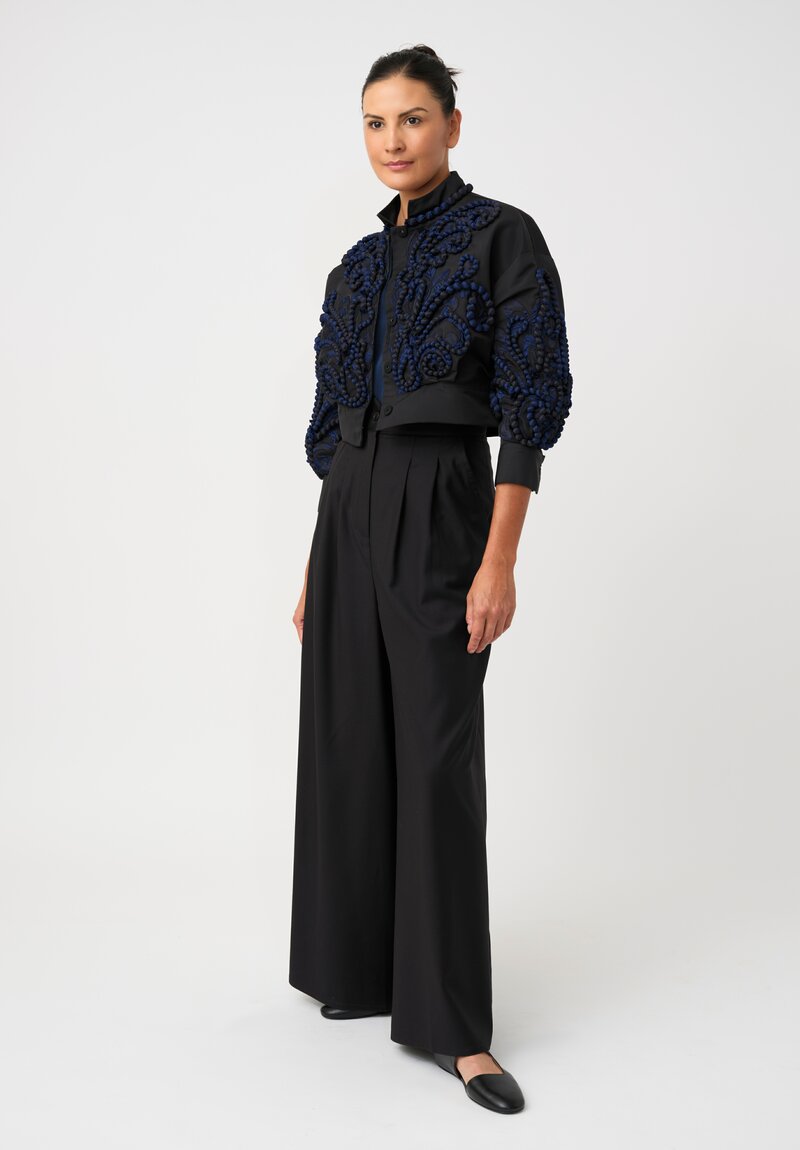 Biyan Lamé Ciria Cropped Jacket with Swirling Jacquard Beads