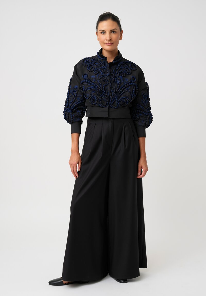 Biyan Lamé Ciria Cropped Jacket with Swirling Jacquard Beads